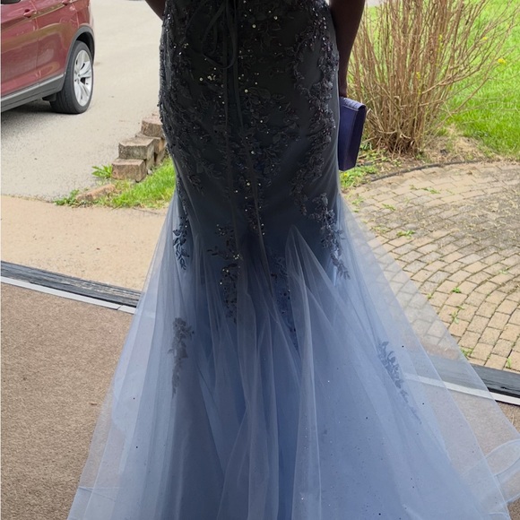 Elegant Lavender Strapless Prom Dress - Picture 3 of 8